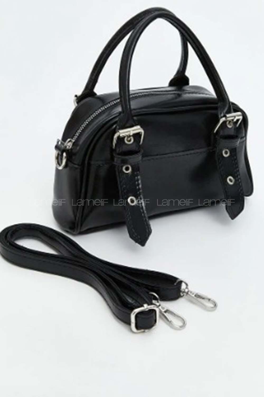 Lamelif Montanna Gümüş Detaylı Kadın El Ve Omuz Çantası Siyah