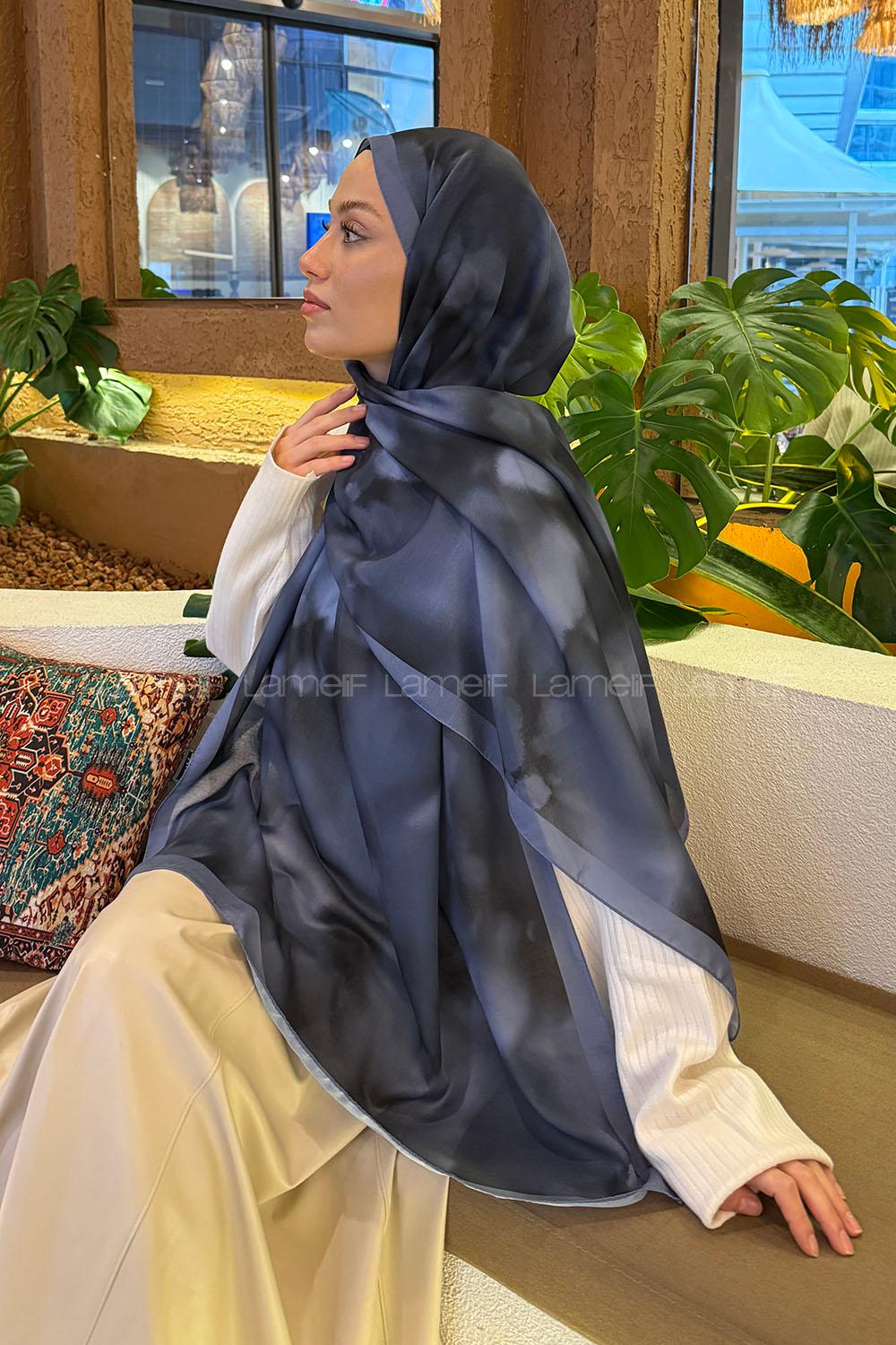 Lamelif Batik Desen Soft Şal Antrasit