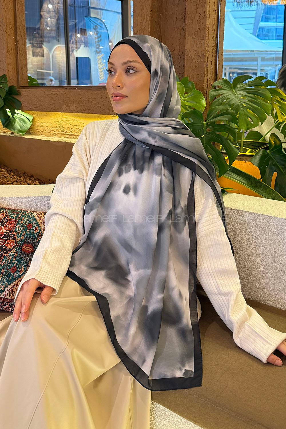 Lamelif Batik Desen Soft Şal Siyah