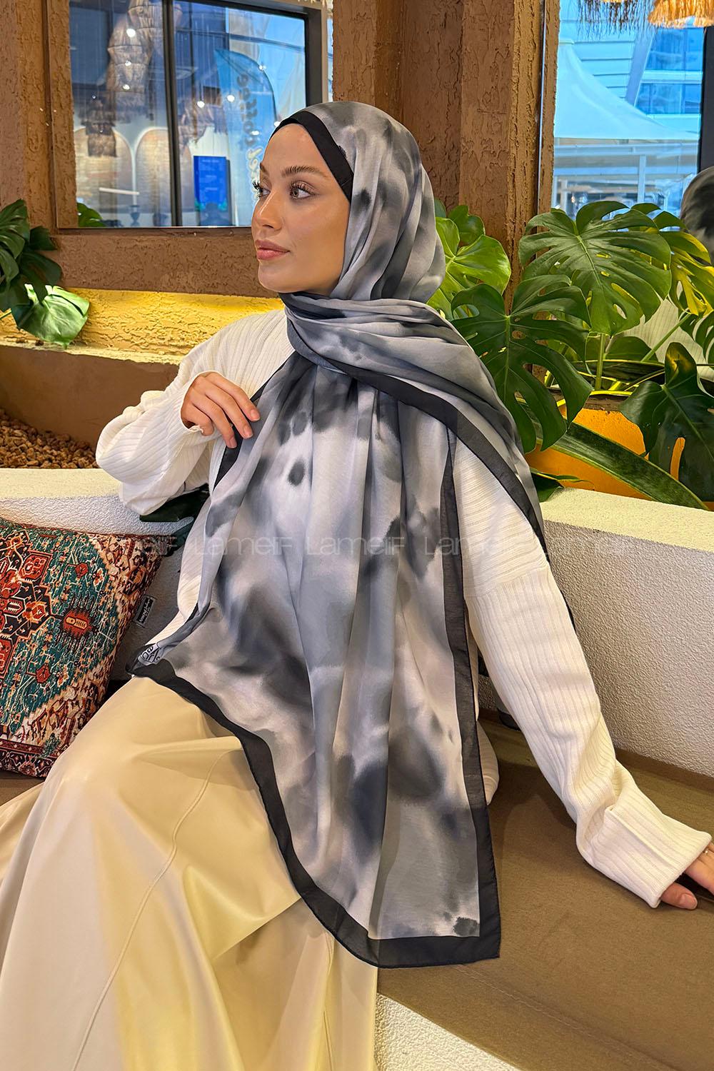 Lamelif Batik Desen Soft Şal Siyah