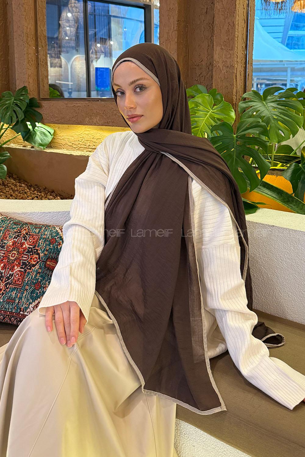 Chocolate Brown Cotton Fabric Straight Shawl