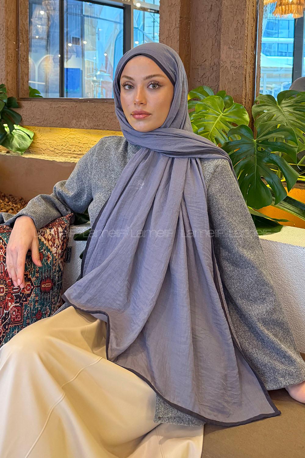 Gray Cotton Fabric Straight Shawl
