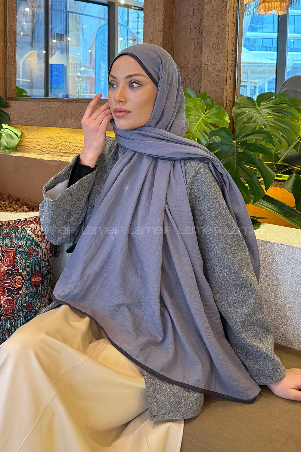 Gray Cotton Fabric Straight Shawl