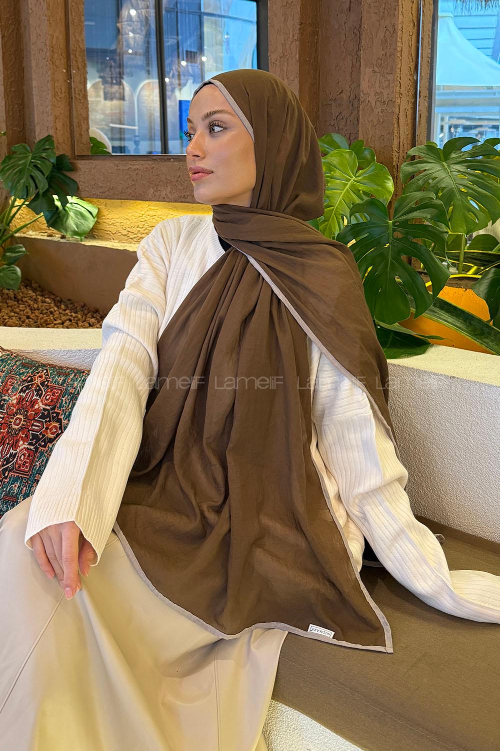Brown Cotton Fabric Straight Shawl