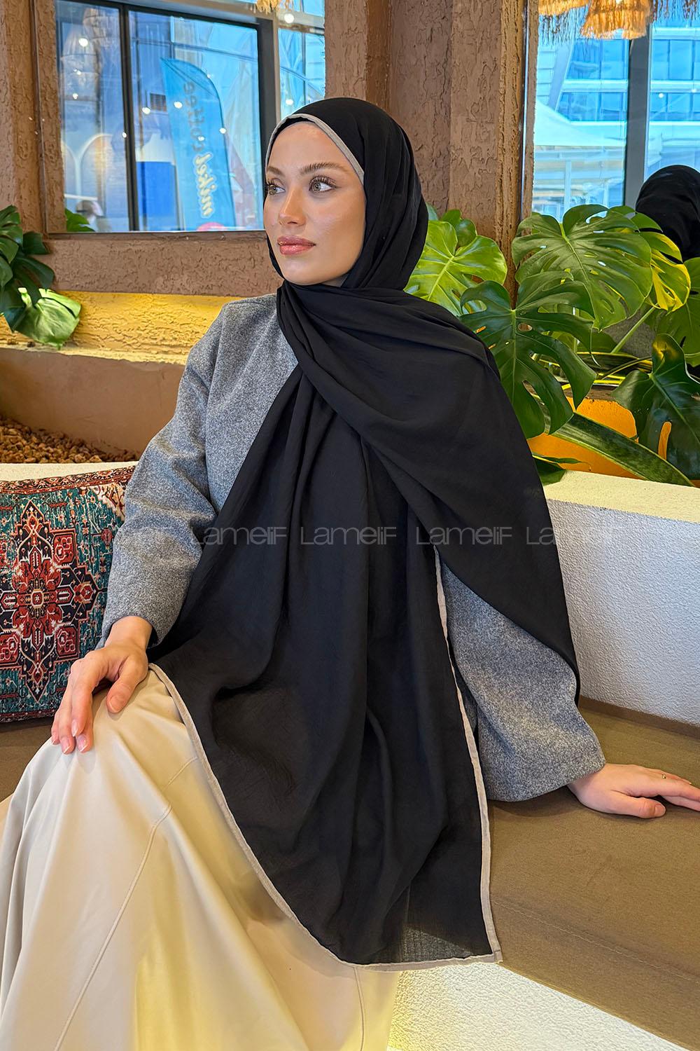 Black Jasmine Cotton Fabric Straight Shawl