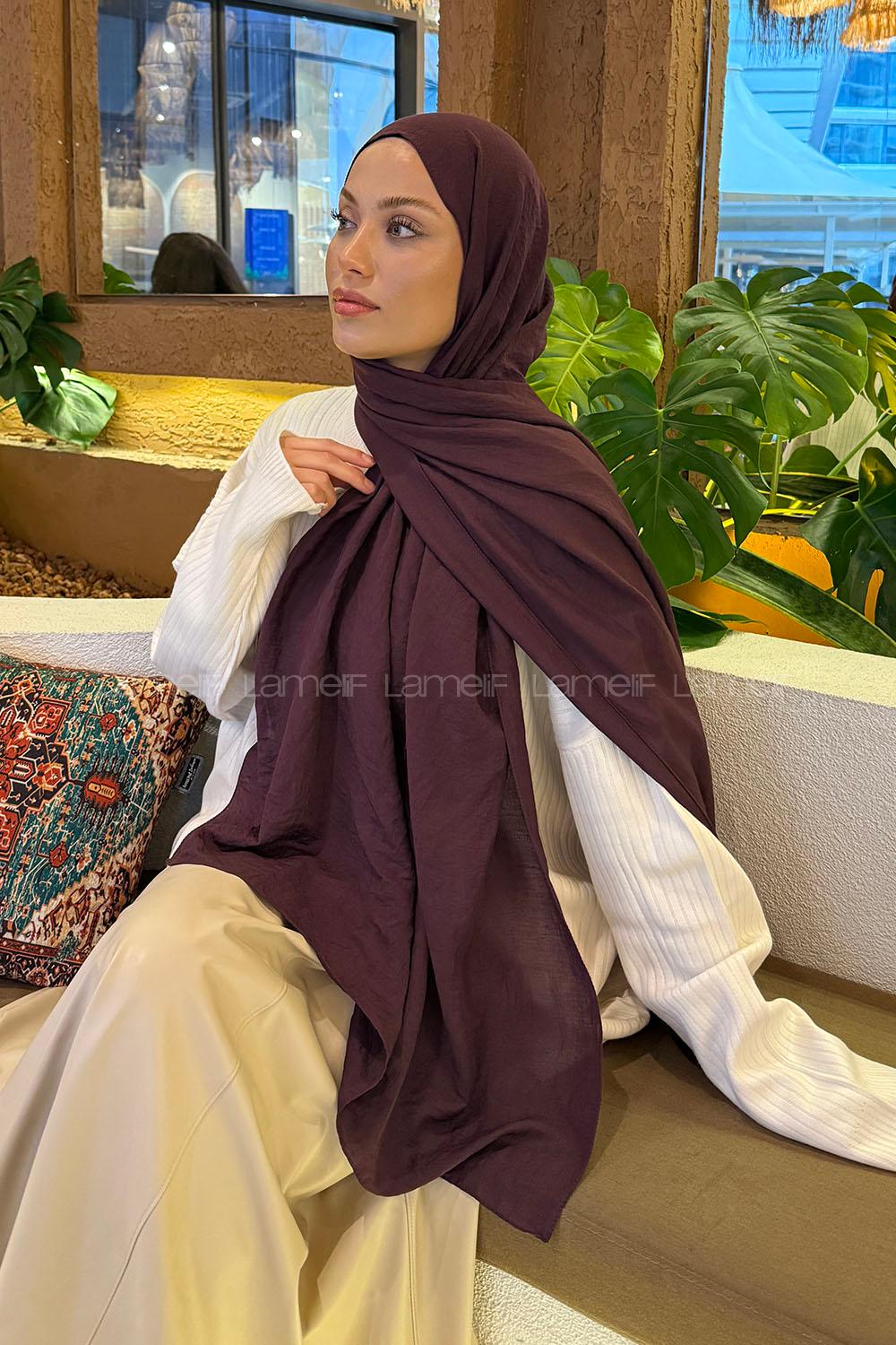 Lamelif Comfort Pamuk Şal Mürdüm