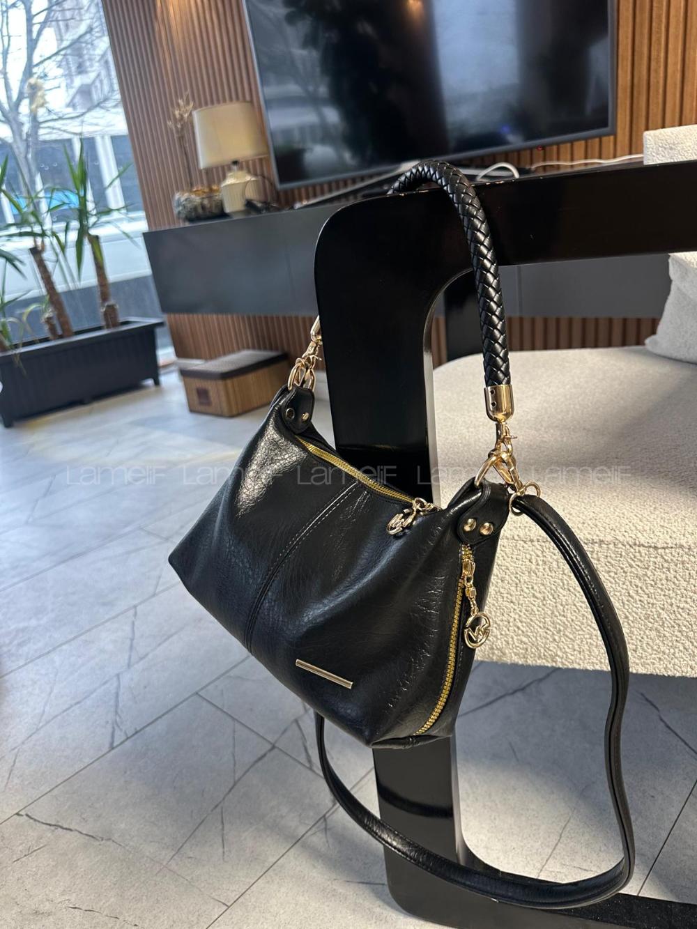 Lamelif Elena Suni Deri Görünümlü Kadın El ve Omuz Çantası