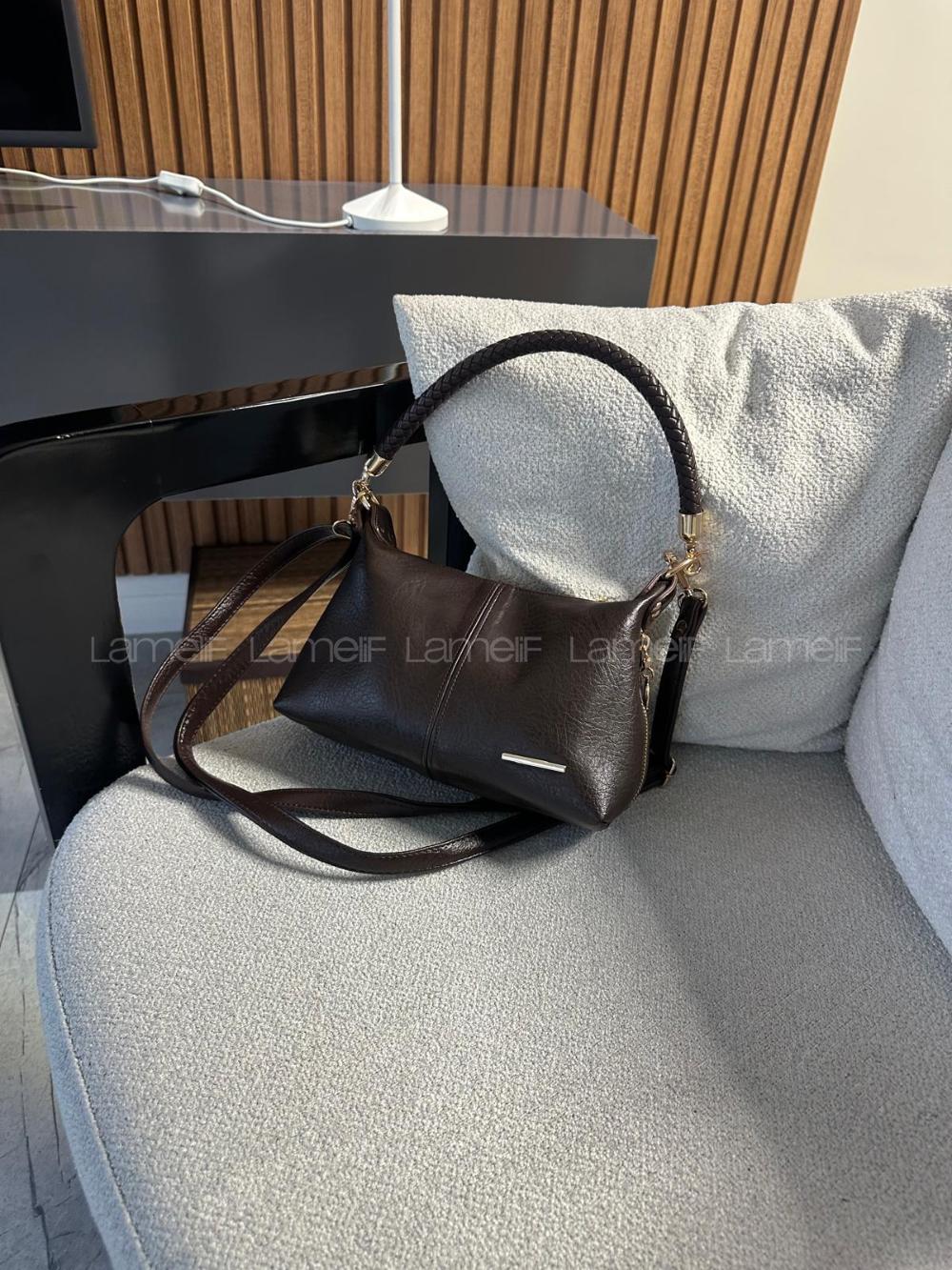 Lamelif Elena Suni Deri Görünümlü Kadın El ve Omuz Çantası