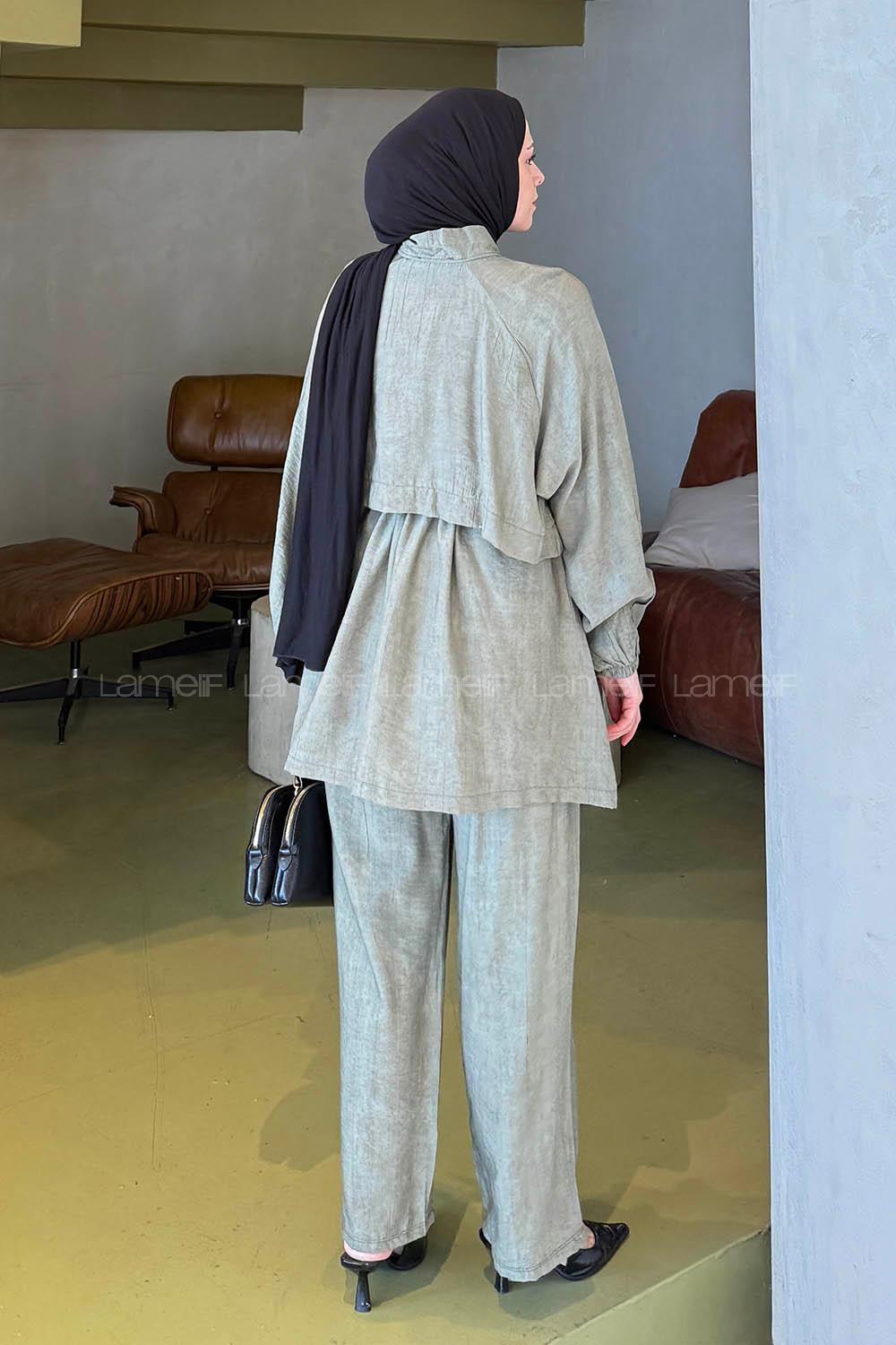 Lamelif Batik Desen Takım Haki