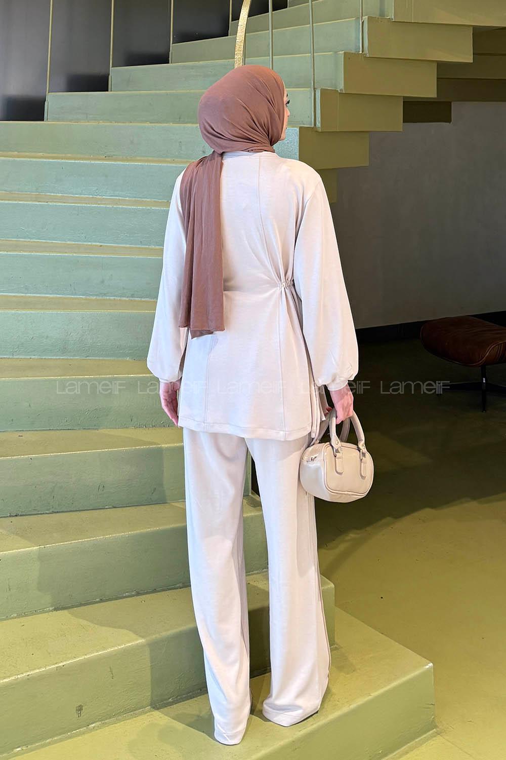 Lamelif Oysho Taşlı İkili Takım Krem