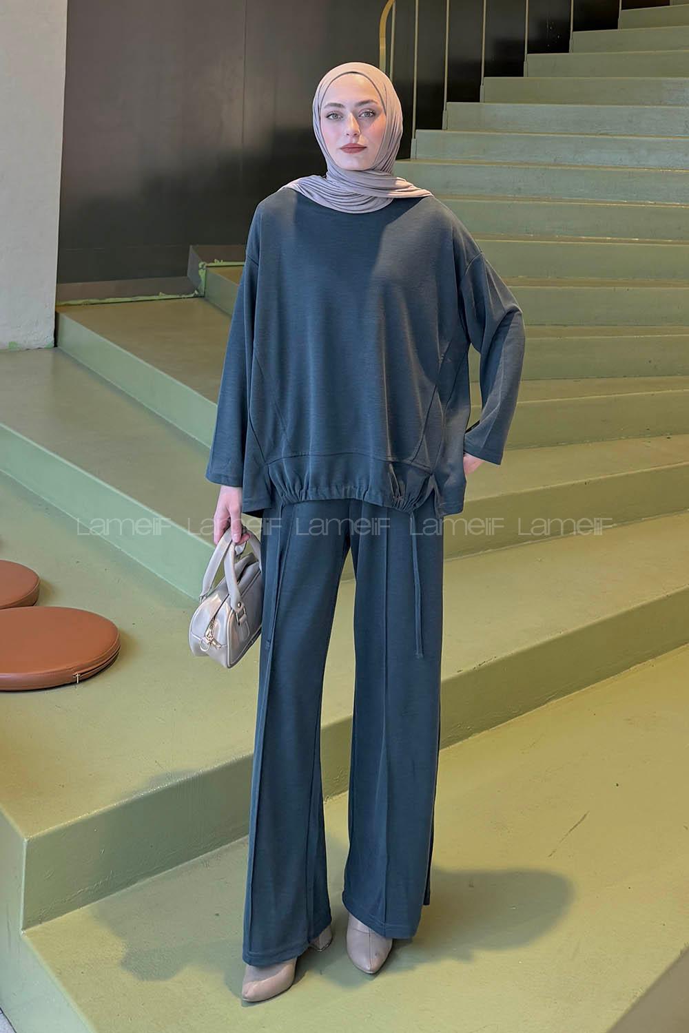 Lamelif Bağcıklı İkili Takım Petrol Yeşili