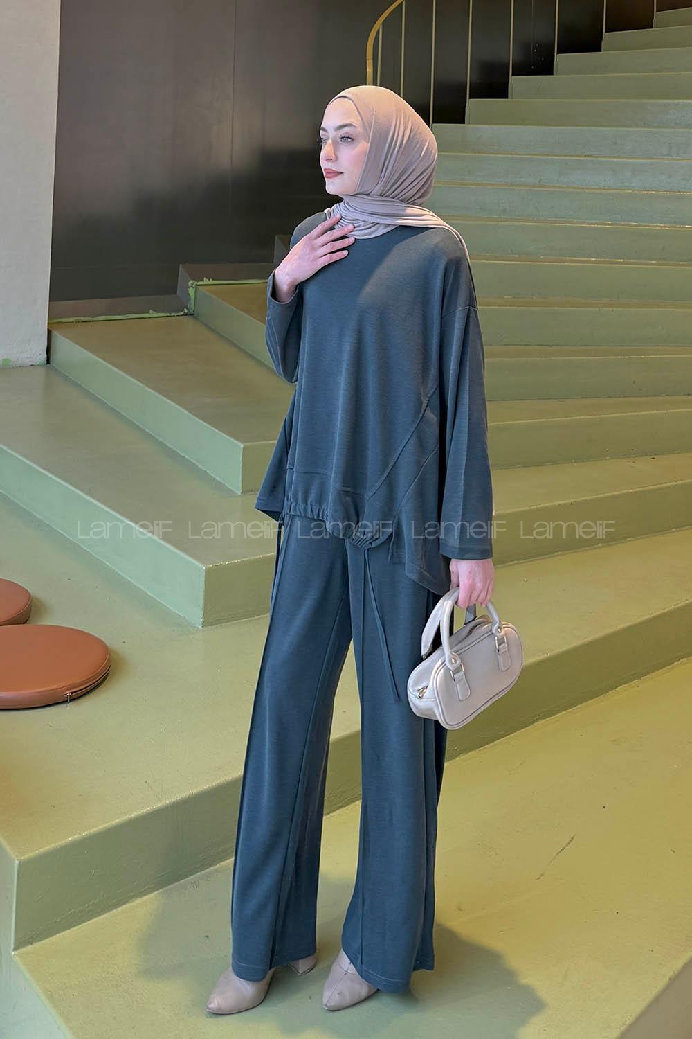 Lamelif Bağcıklı İkili Takım Petrol Yeşili