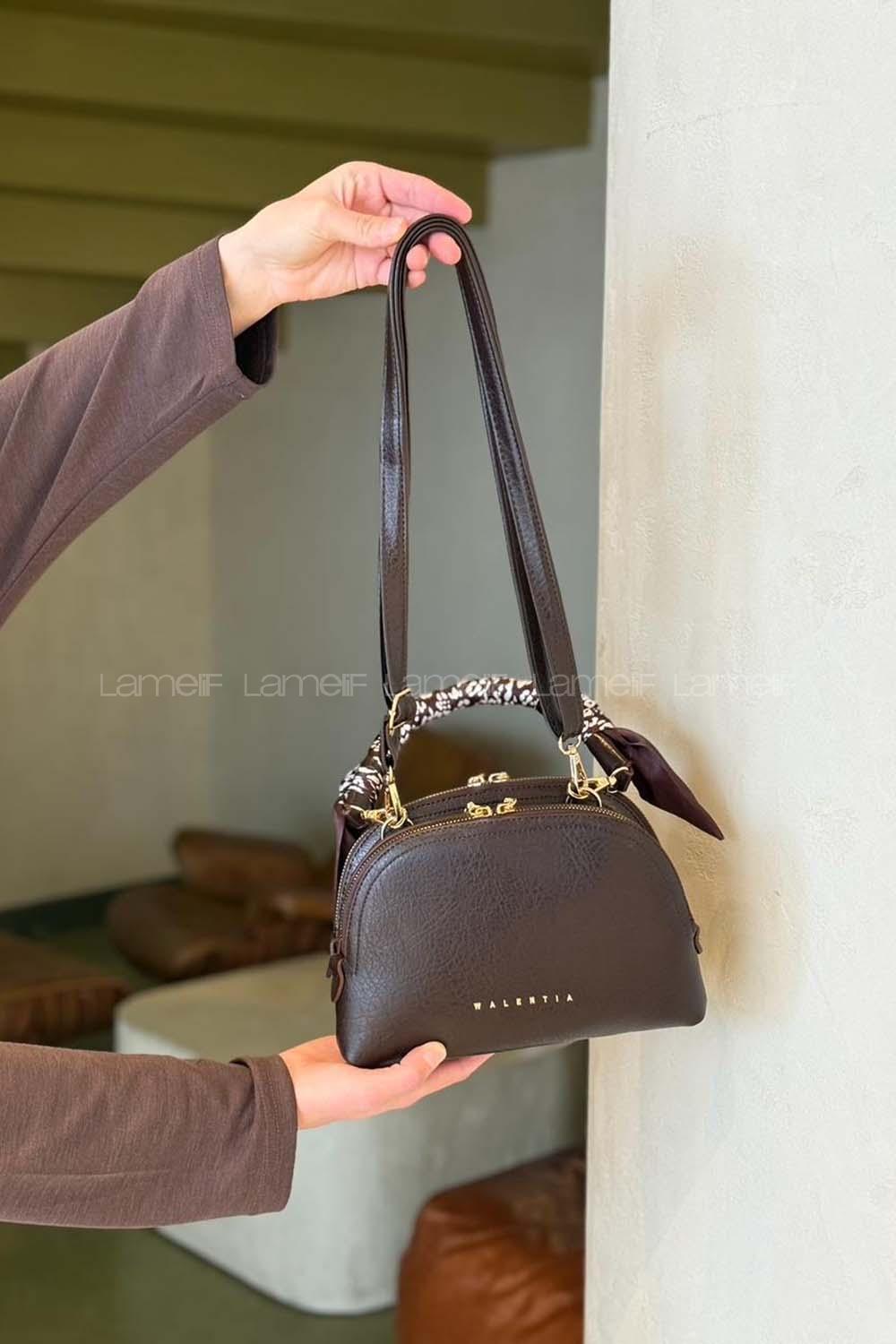Brown With Zipper Skin Hand Bag Arm Bag Bag