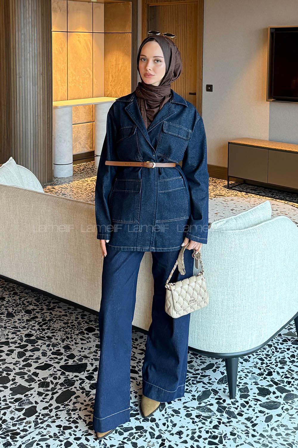 Denim Blue Jacket Collar Long Arm Denim Jacket