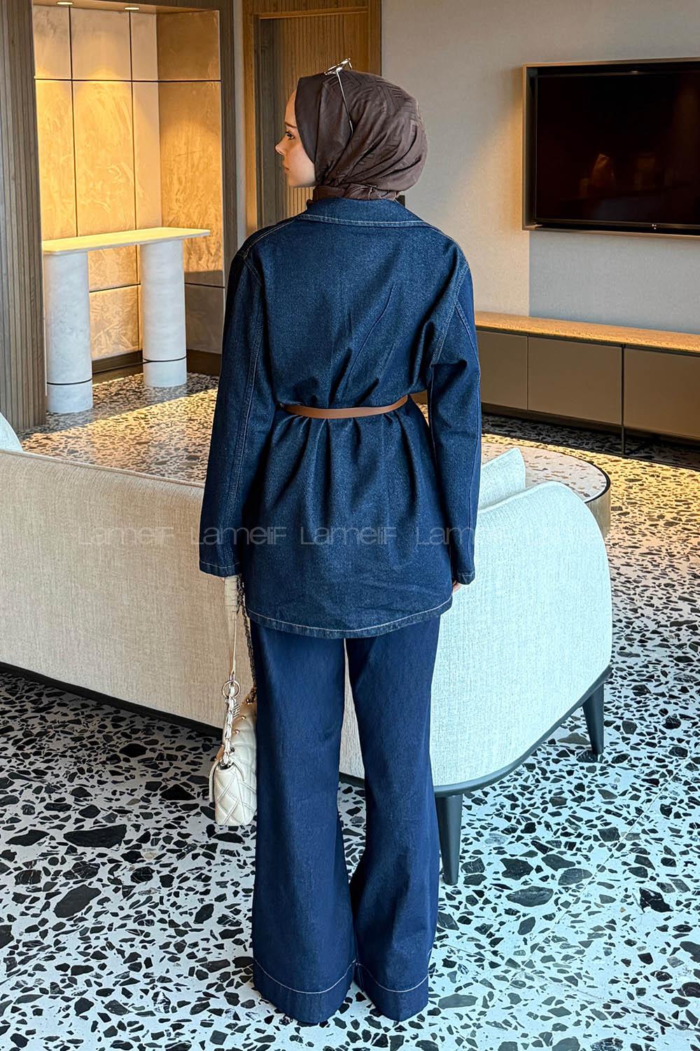 Denim Blue Jacket Collar Long Arm Denim Jacket