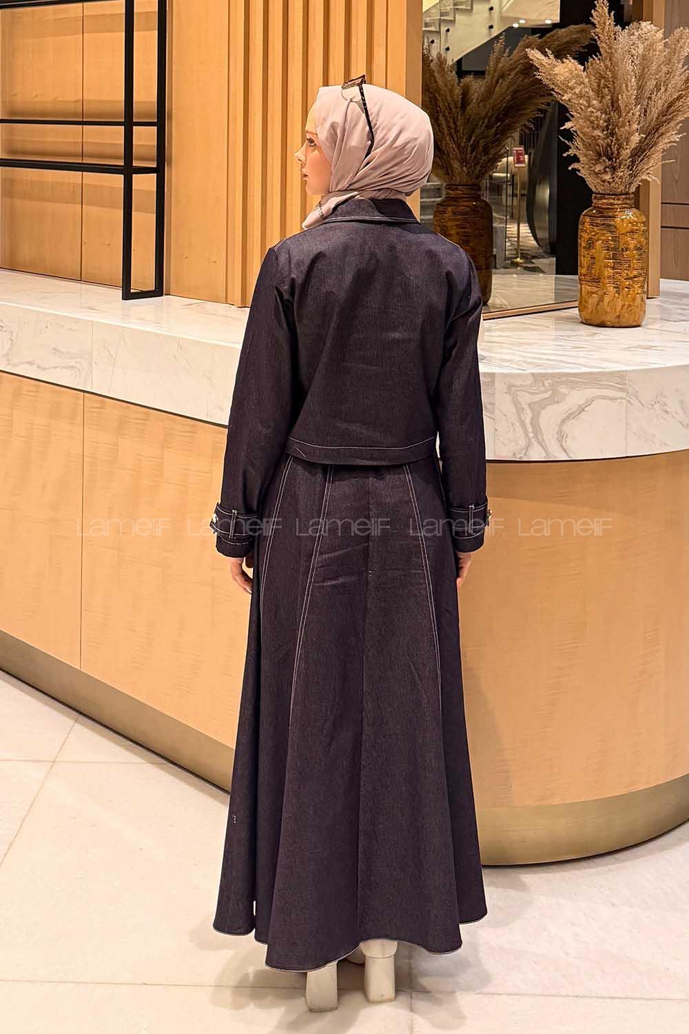 Lamelif Kup Detaylı Kemerli Jile Takım Mor