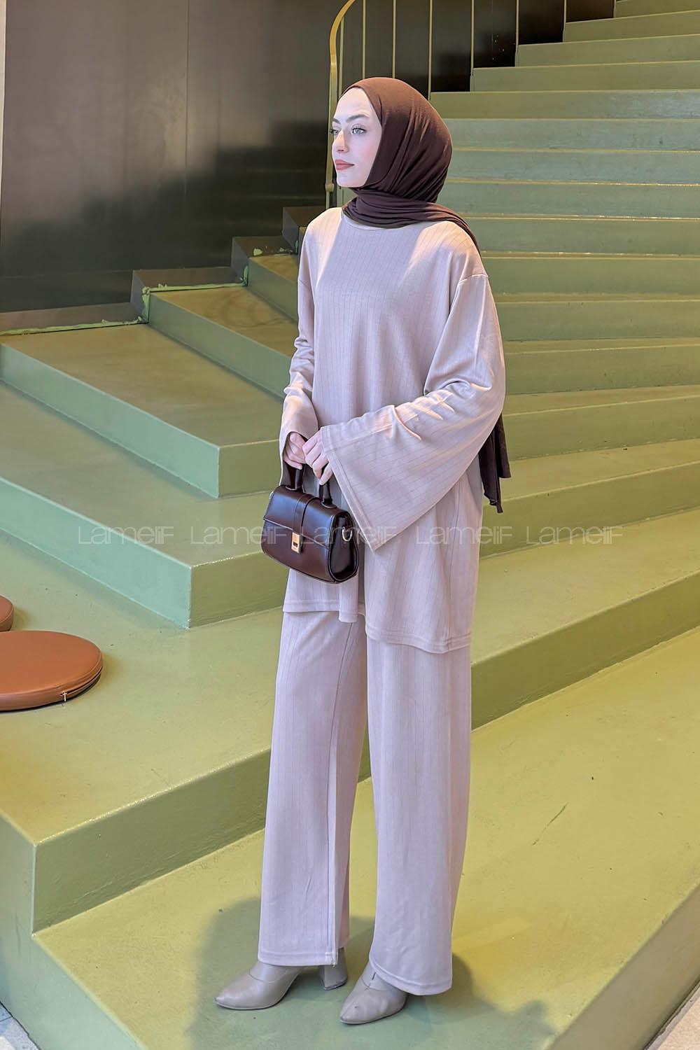 Lamelif Oysho Pantolonlu Takım Karamel