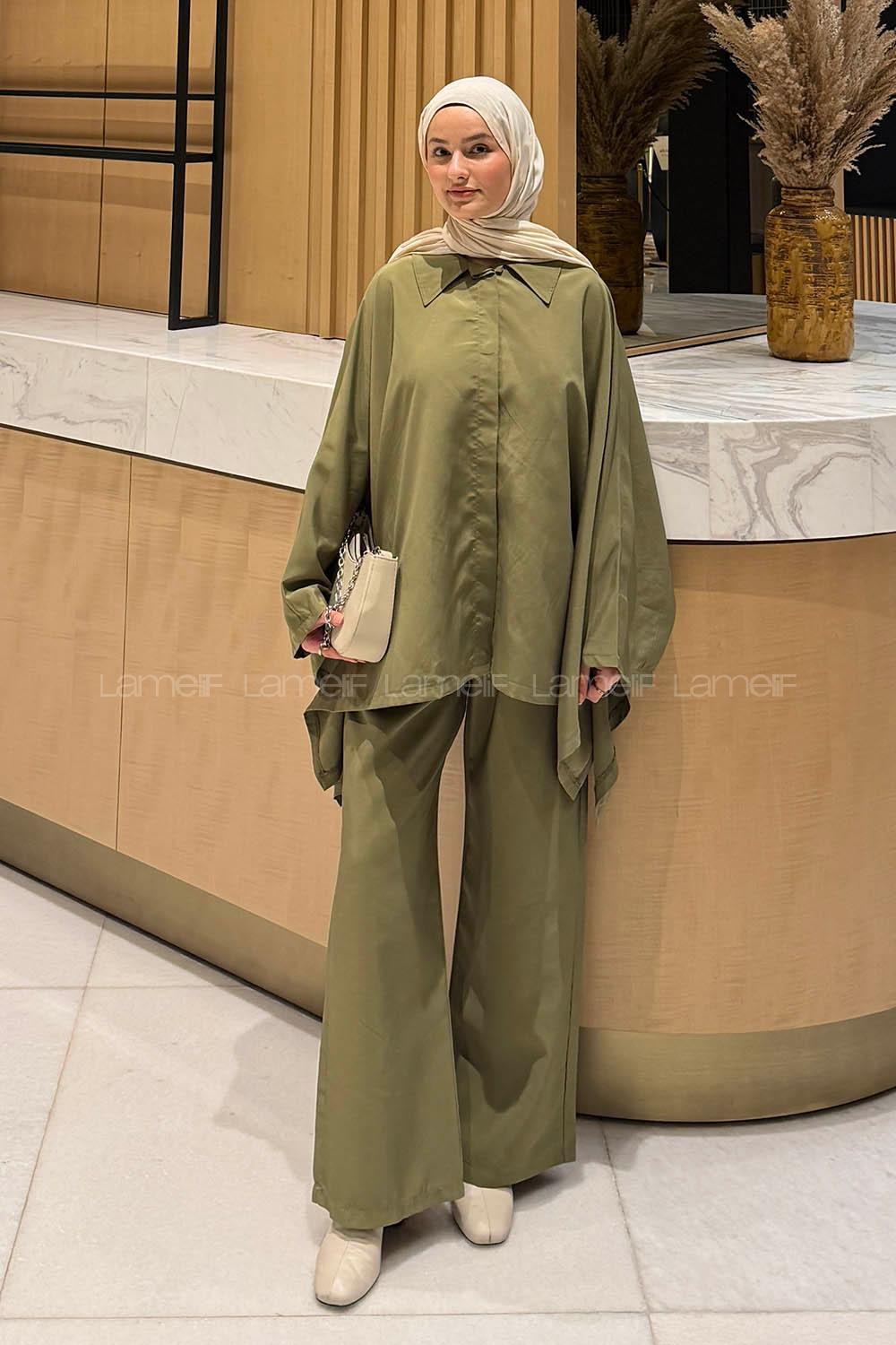 Lamelif Panço-Pantolon Takım Haki