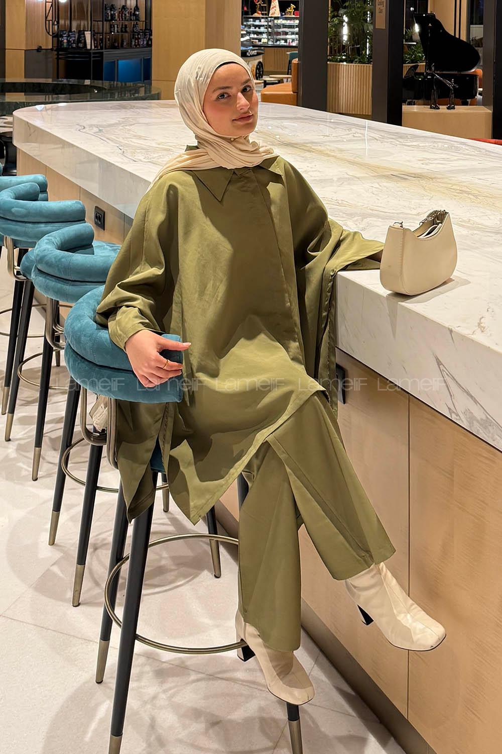 Lamelif Panço-Pantolon Takım Haki