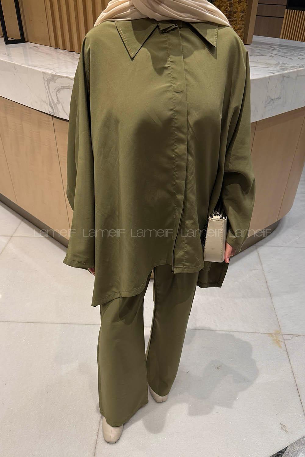 Lamelif Panço-Pantolon Takım Haki