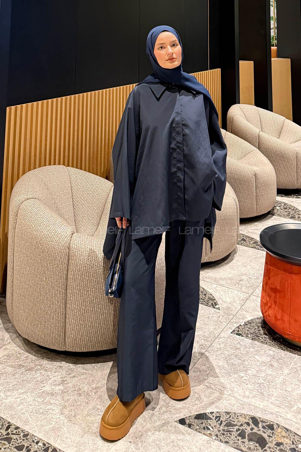 Lamelif Panço-Pantolon Takım Lacivert