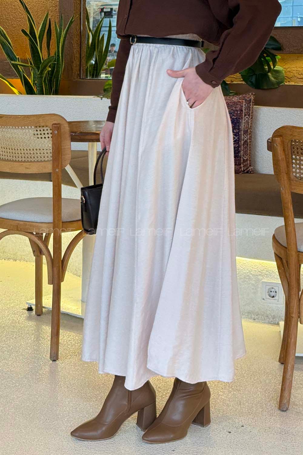 Cream Tensel Unprinted Skirt Skirt