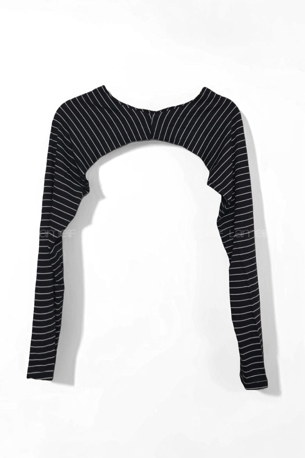 Lamelif  Çizgili Uzun Kol İçlik Siyah