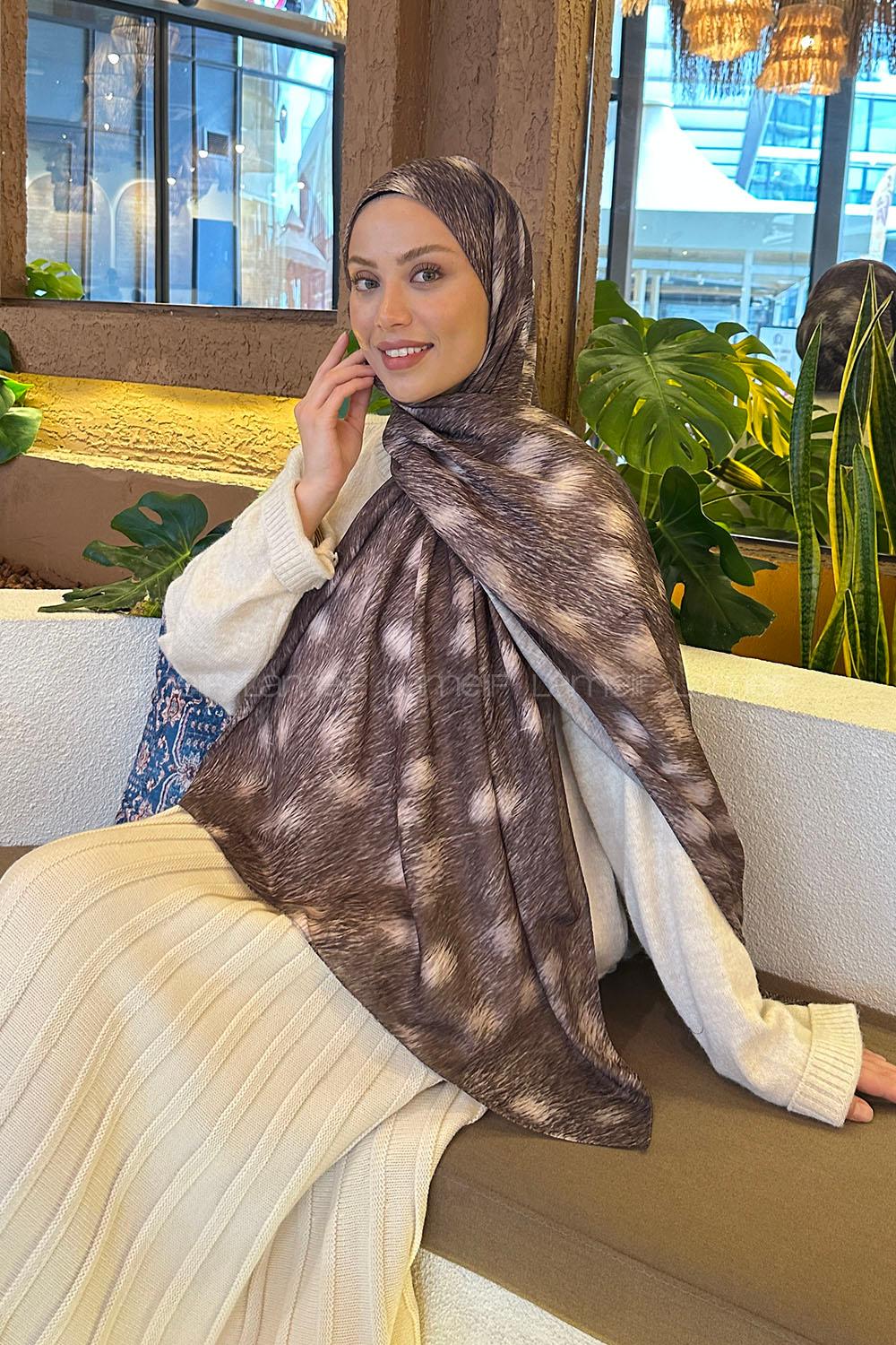 Lamelif Ceylan Desen Soft Şal Asker Yeşili