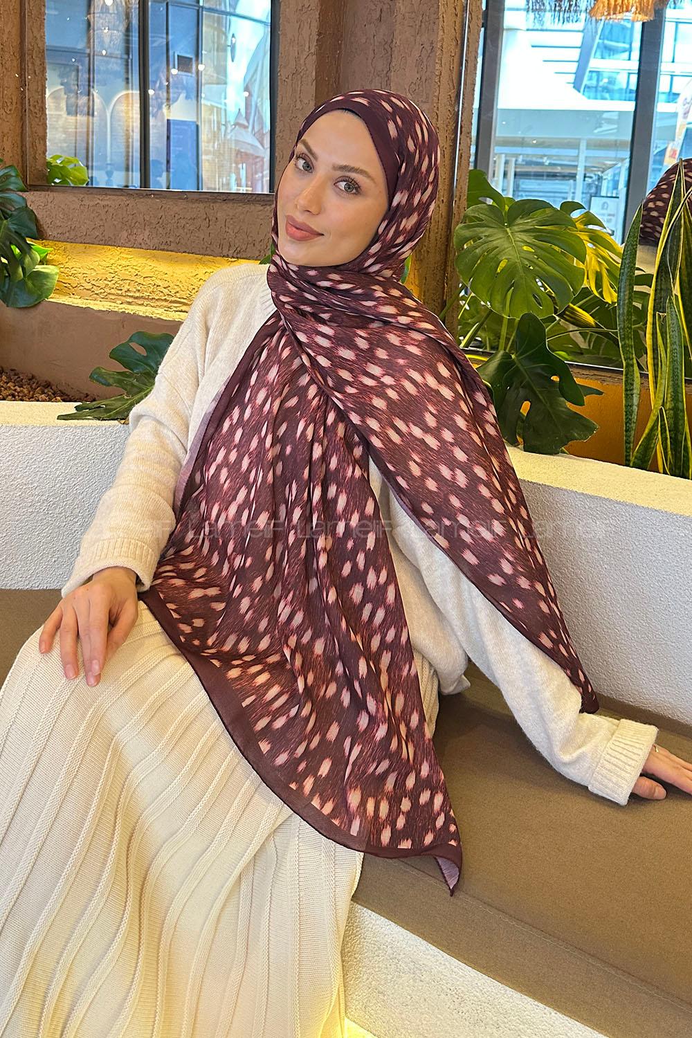 Lamelif Ceylan Desen Soft Şal Bordo