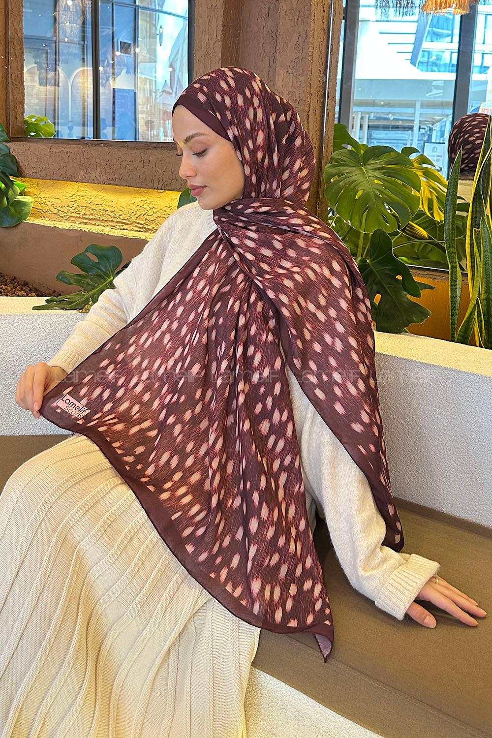 Lamelif Ceylan Desen Soft Şal Bordo