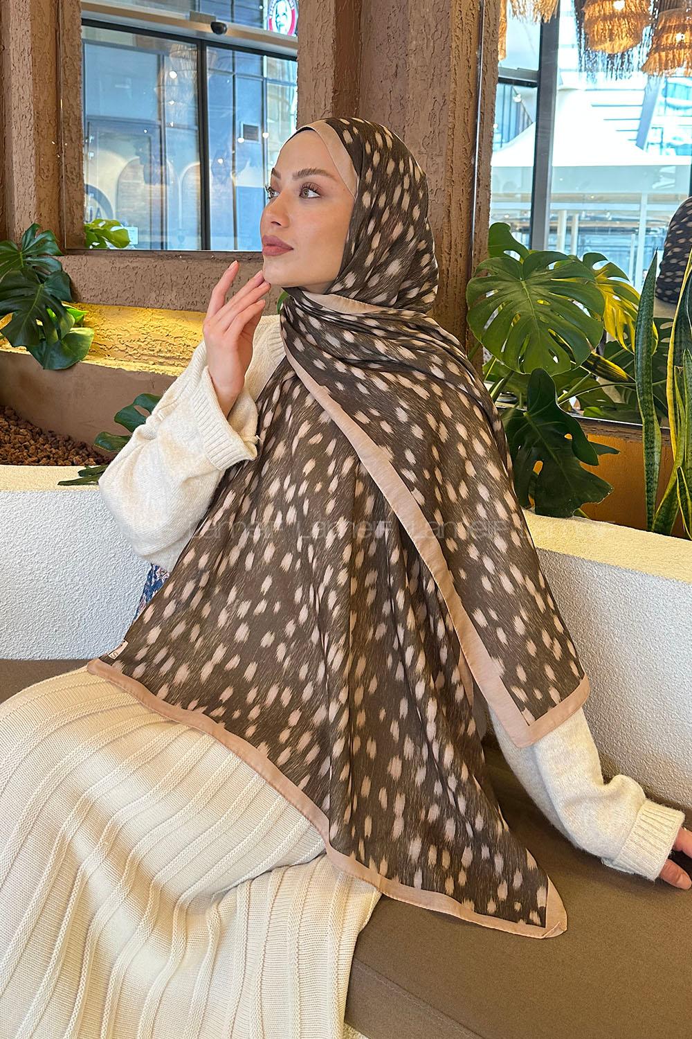 Lamelif Ceylan Desen Soft Şal Camel