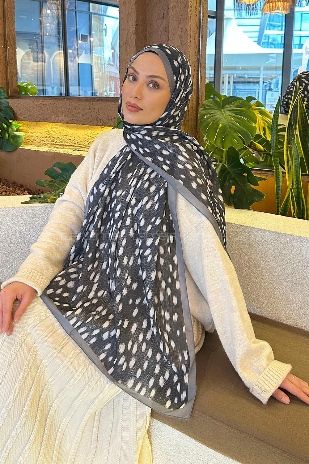 Lamelif Ceylan Desen Soft Şal Gri