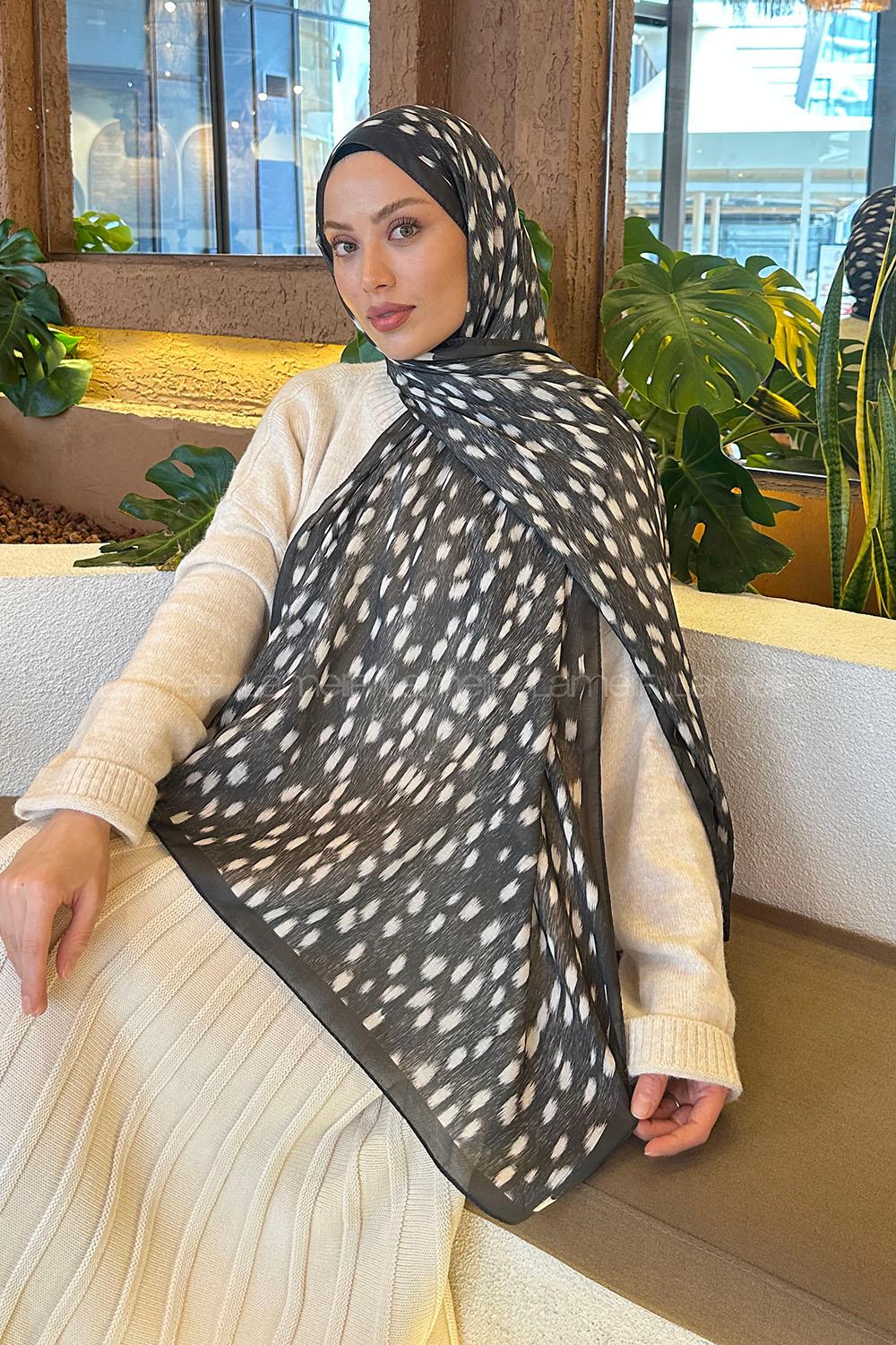 Lamelif Ceylan Desen Soft Şal Koyu Yeşil