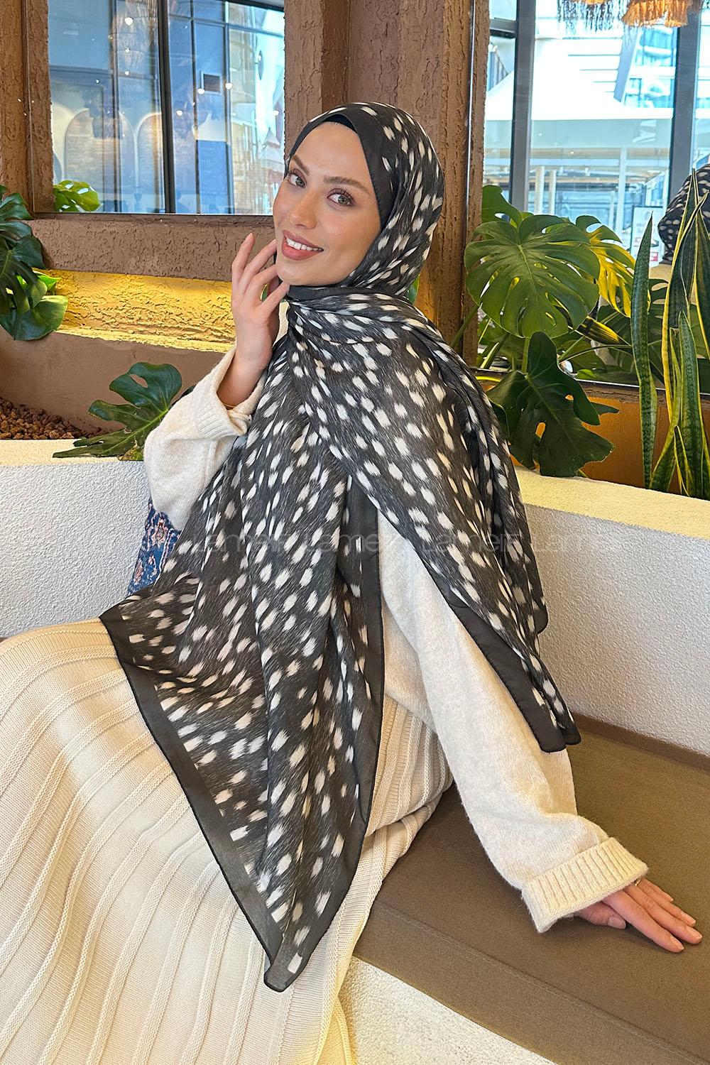 Lamelif Ceylan Desen Soft Şal Koyu Yeşil