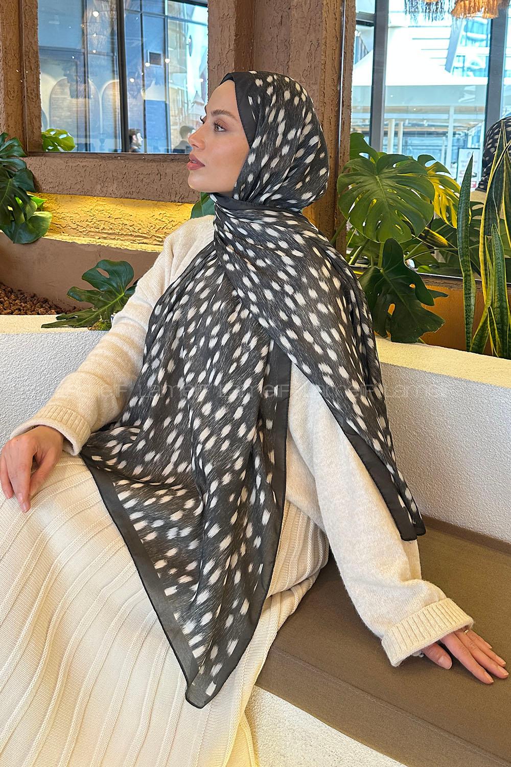 Lamelif Ceylan Desen Soft Şal Koyu Yeşil