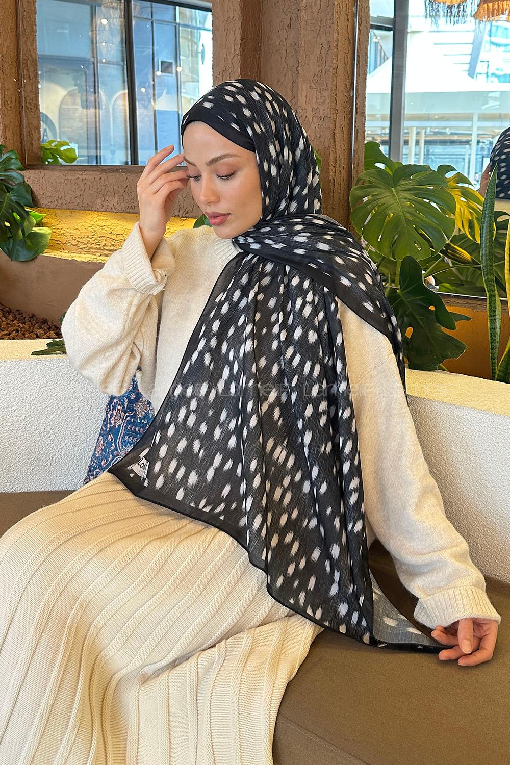 Lamelif Ceylan Desen Soft Şal Siyah
