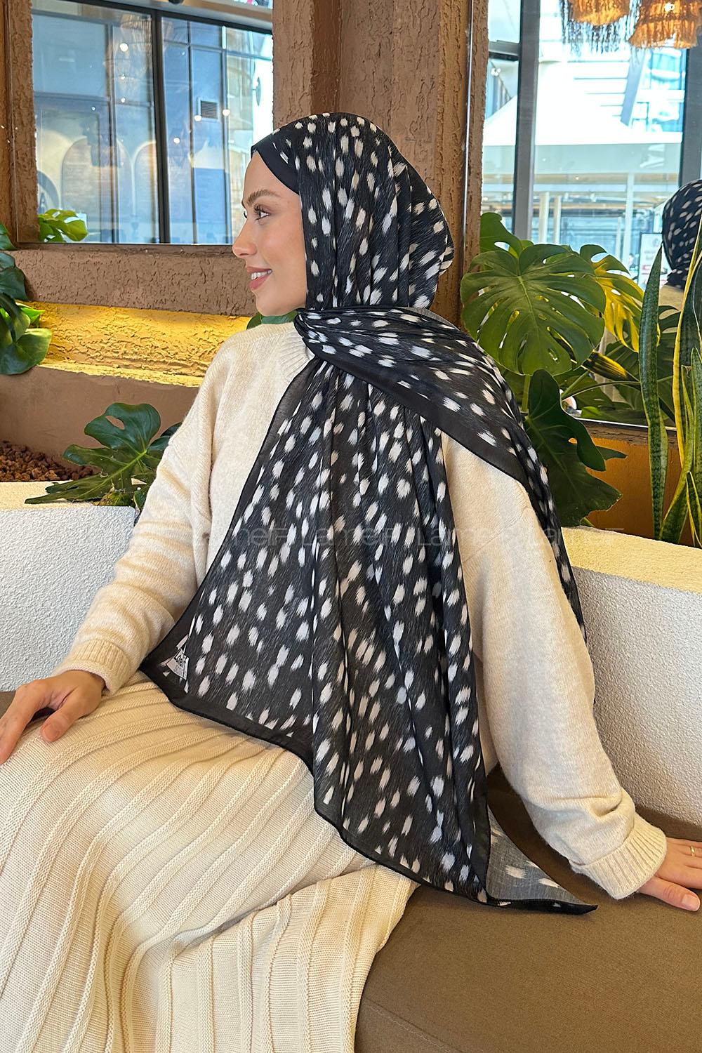Lamelif Ceylan Desen Soft Şal Siyah