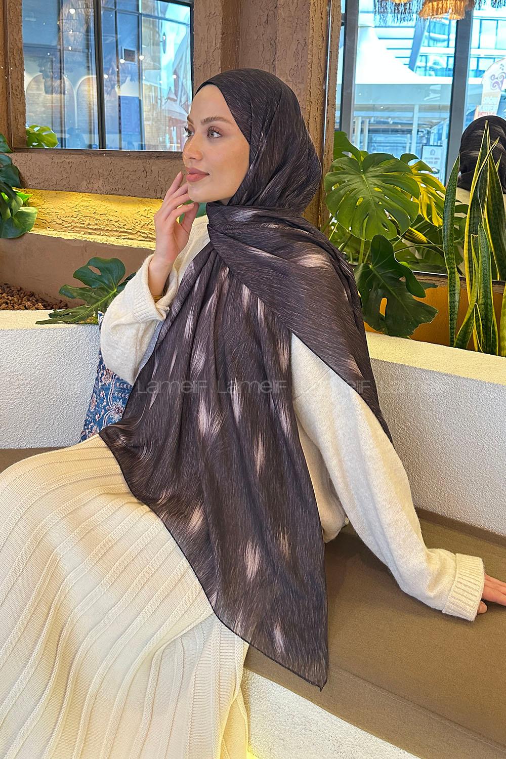 Lamelif Ceylan Desen Soft Şal Siyah Yeşil