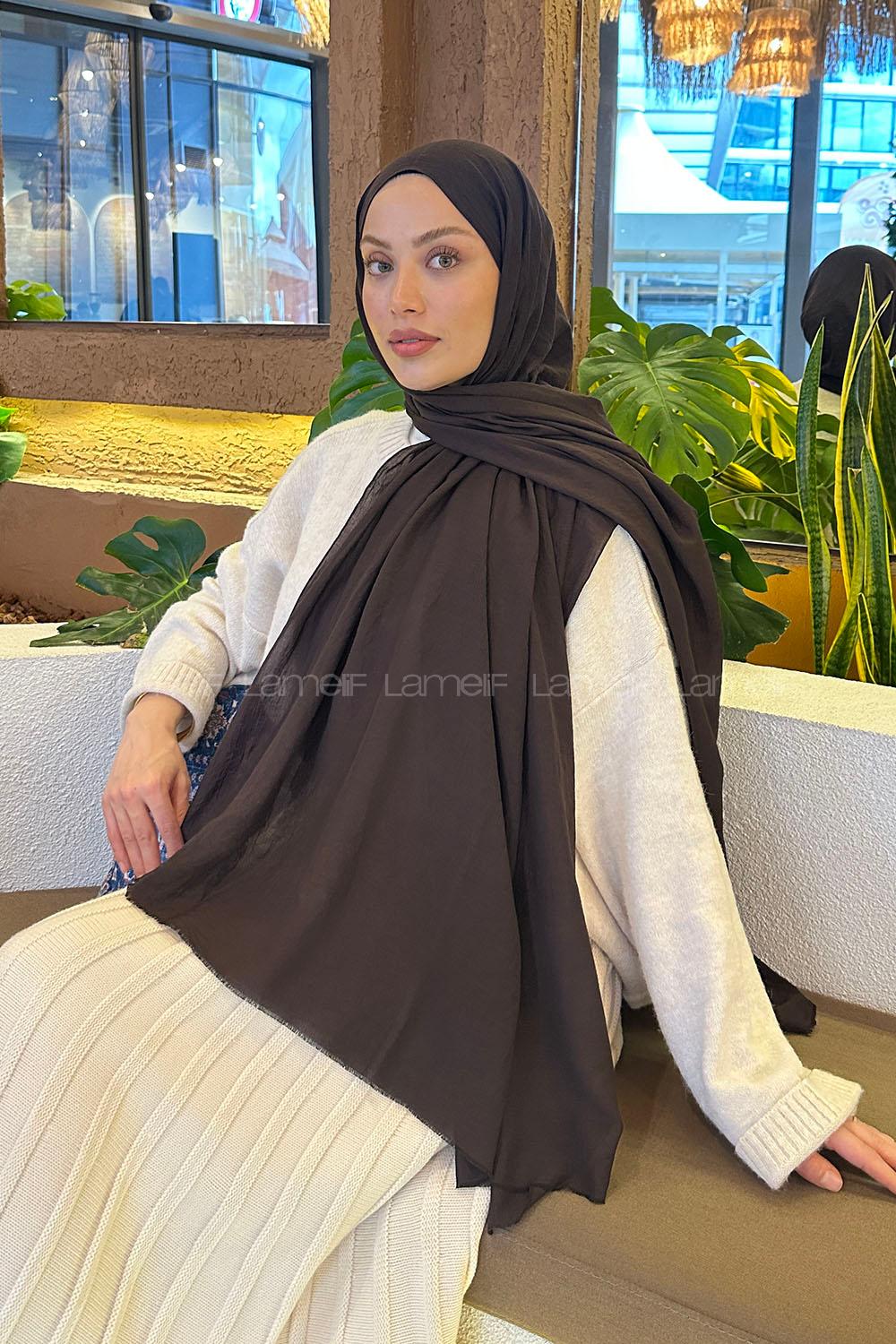 Bitter Brown Cotton Fabric Straight Shawl