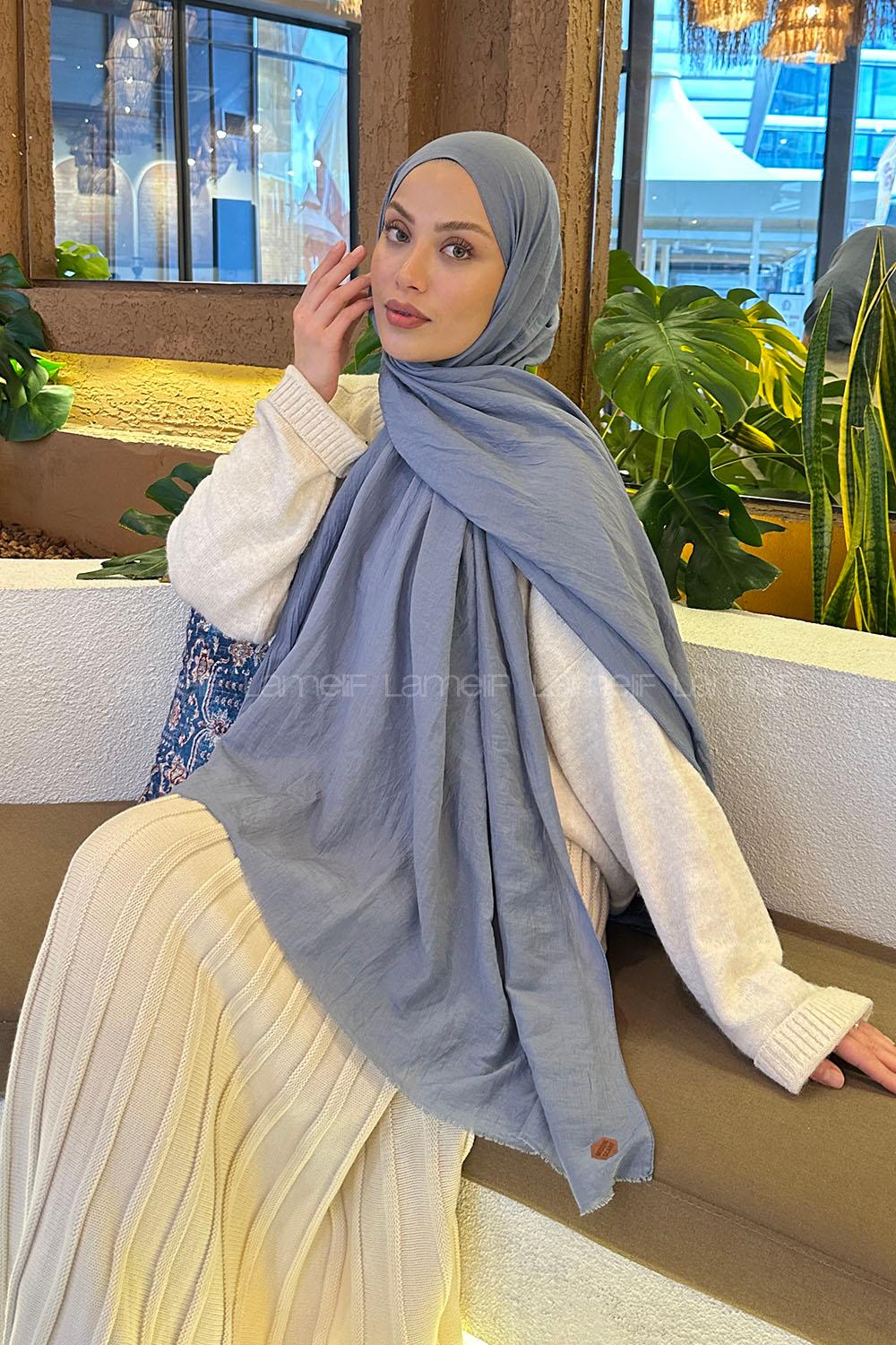 Lamelif Organik Premium Şal Koyu Gri