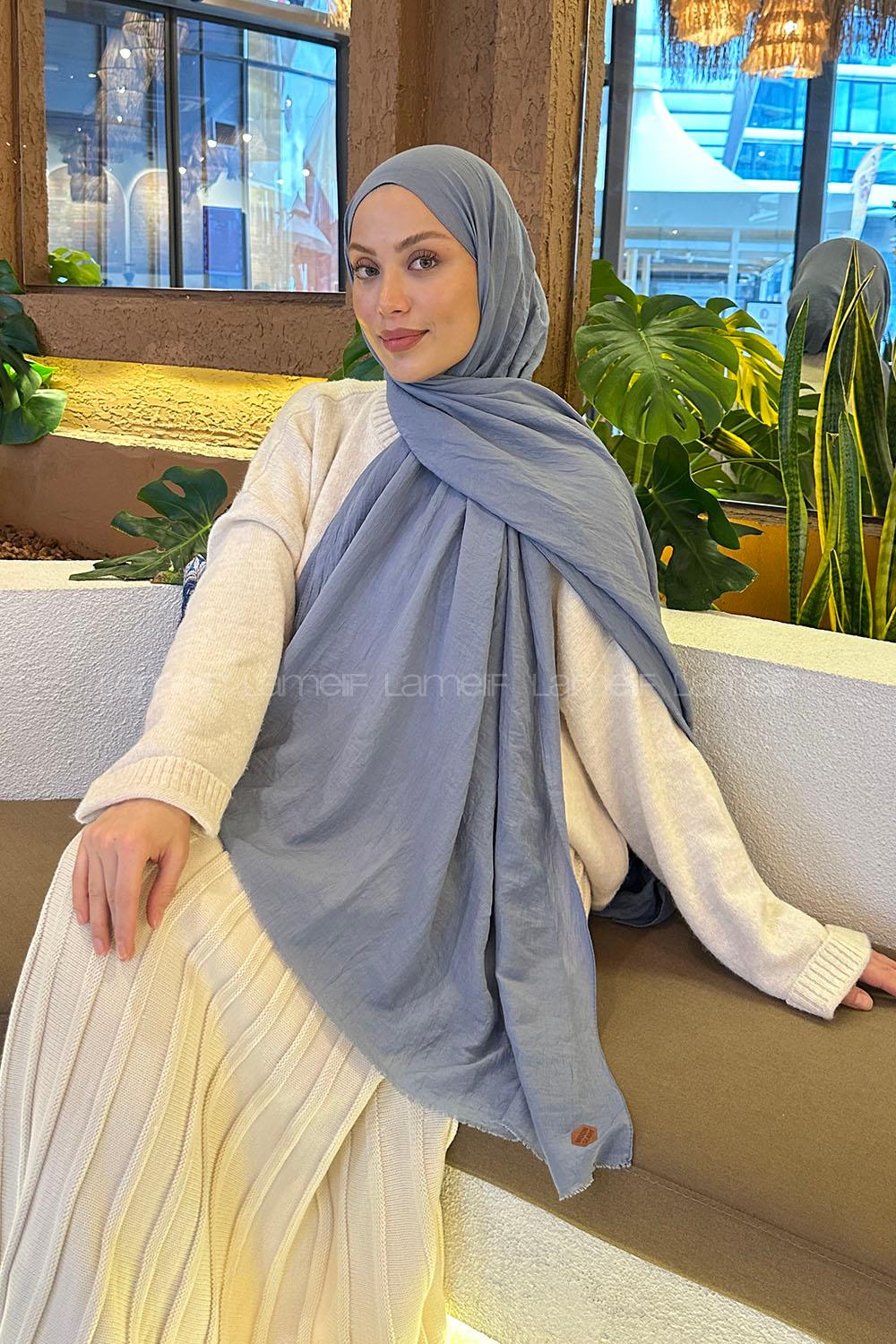 Lamelif Organik Premium Şal Koyu Gri