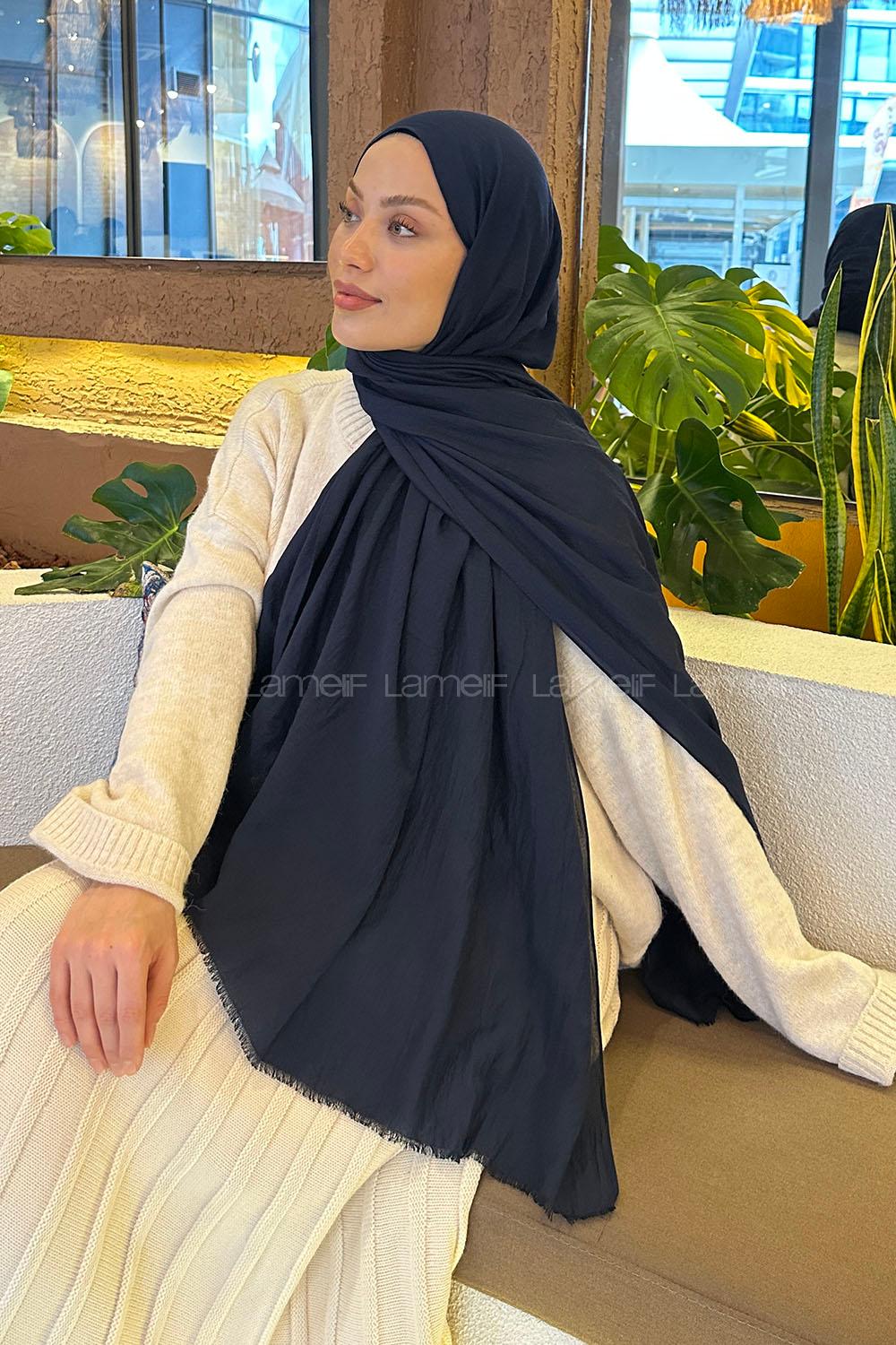 Lamelif Organik Premium Şal Lacivert