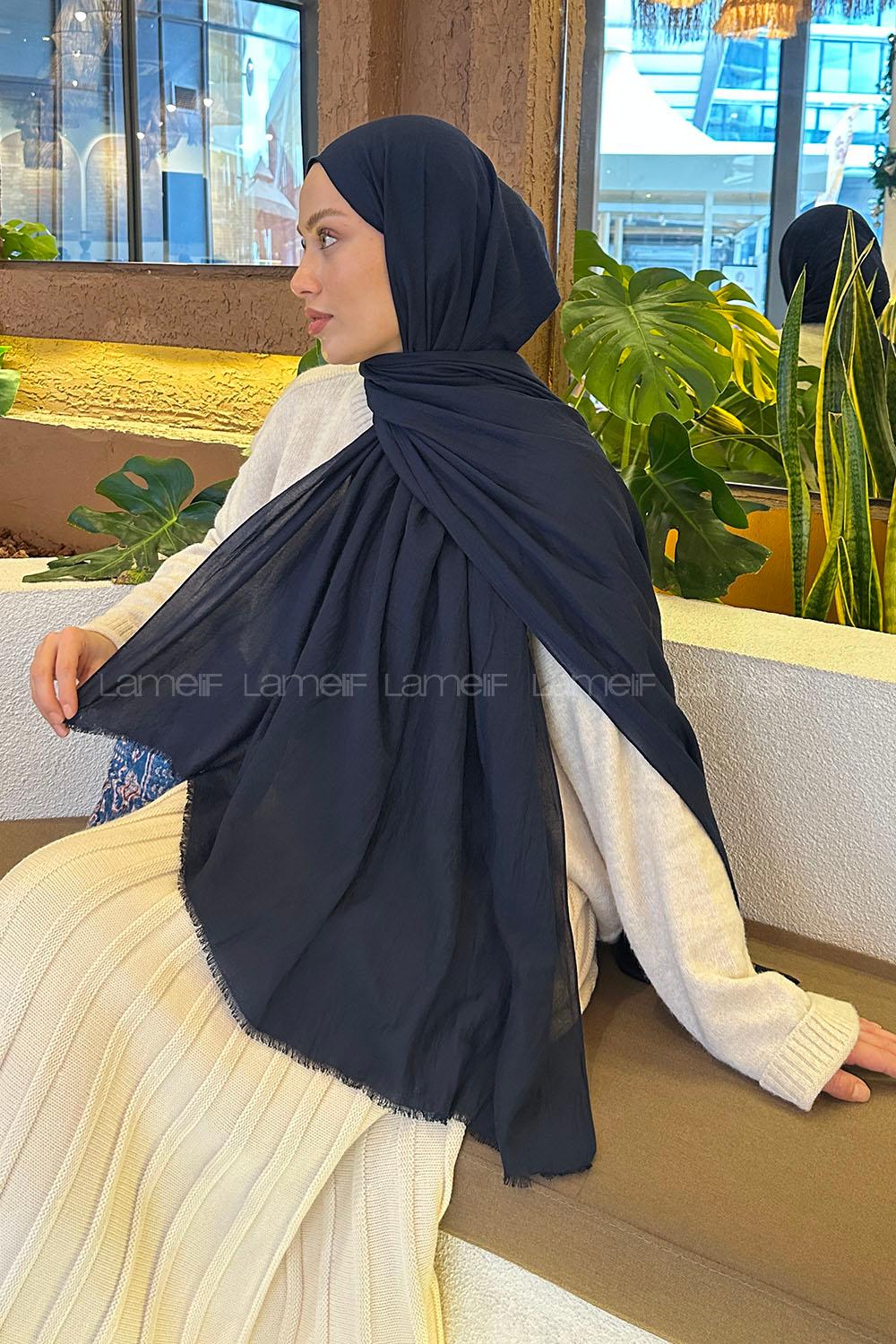 Lamelif Organik Premium Şal Lacivert