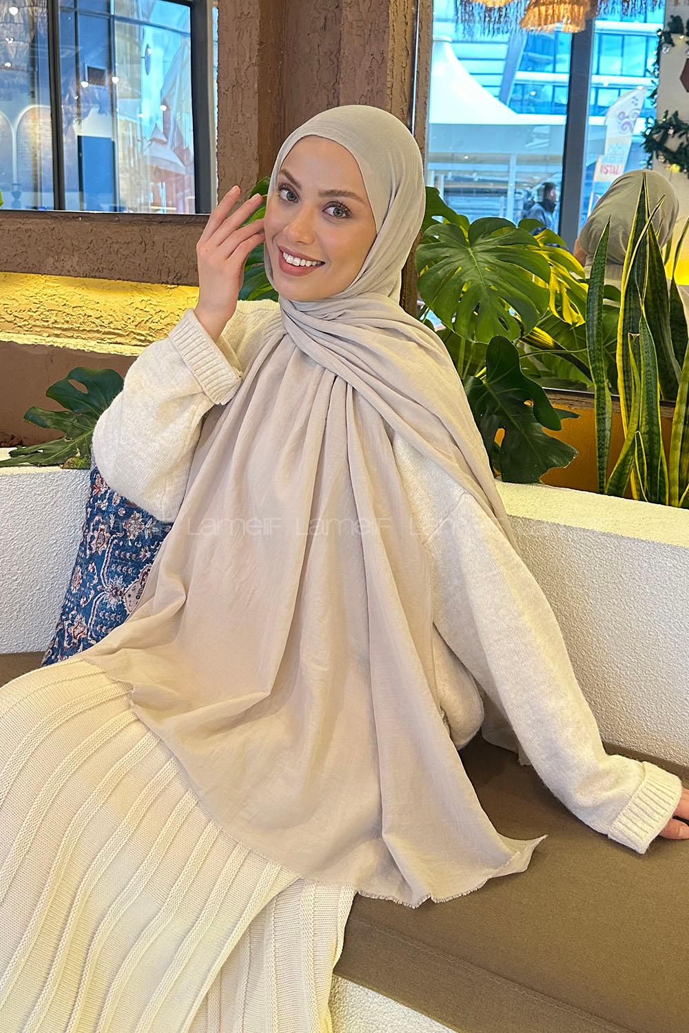 Stone Cotton Fabric Straight Shawl