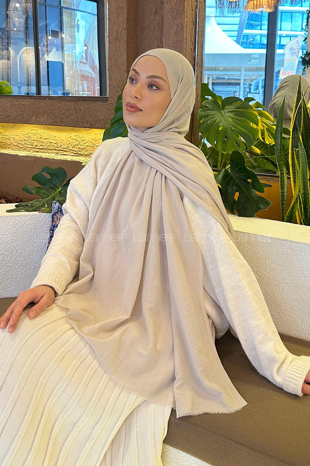 Stone Cotton Fabric Straight Shawl