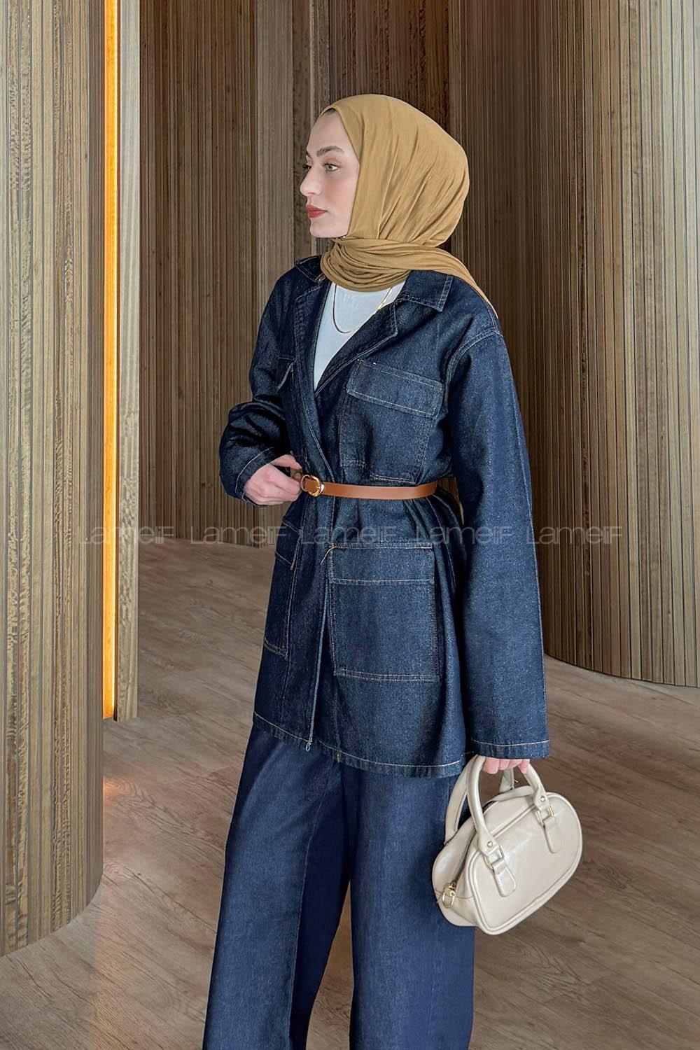 Denim Blue Jacket Collar Long Arm Denim Jacket