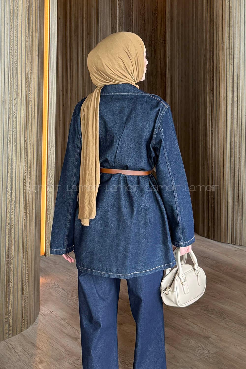 Denim Blue Jacket Collar Long Arm Denim Jacket