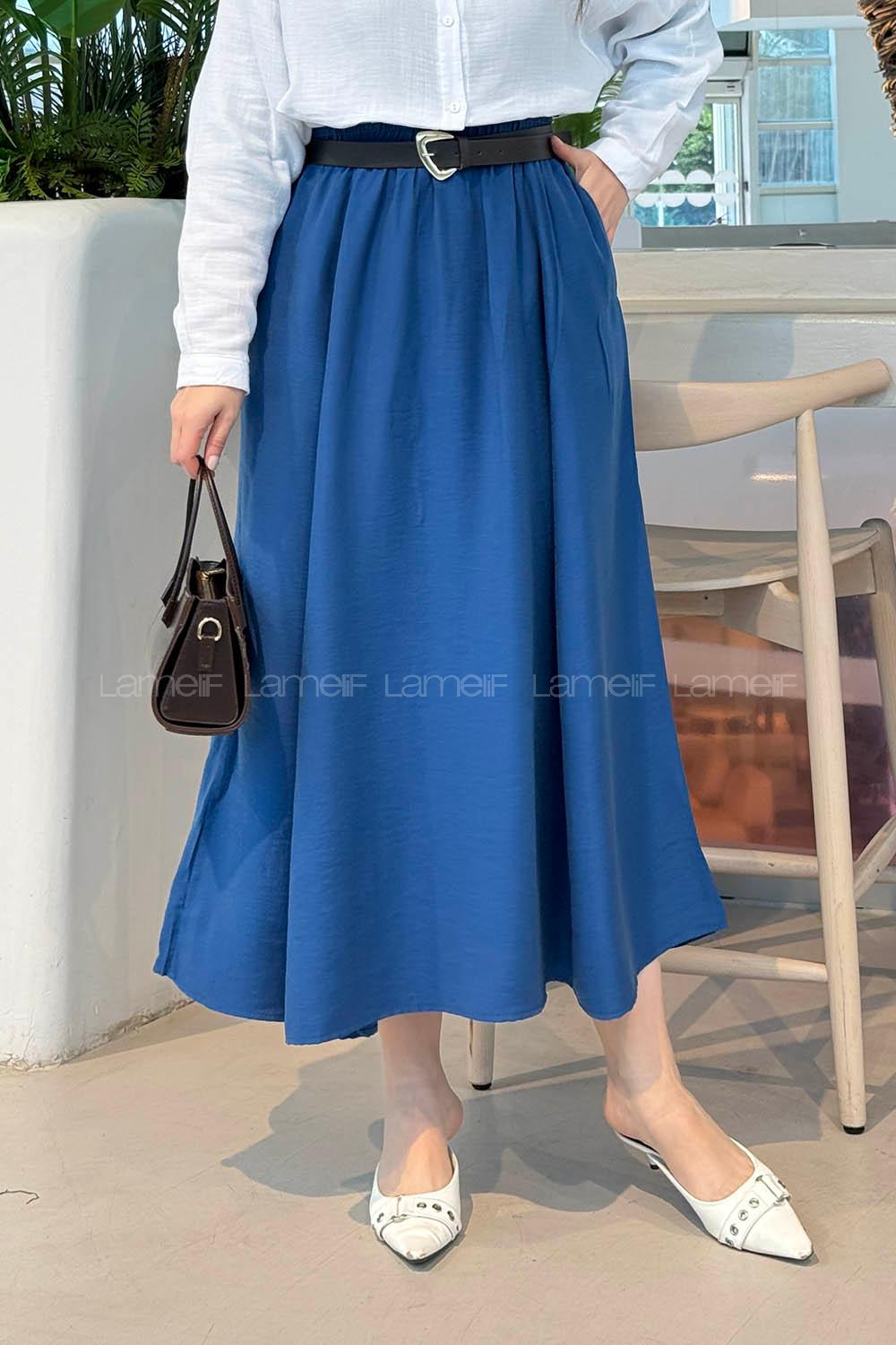 Indigo Cotton Flare Skirt