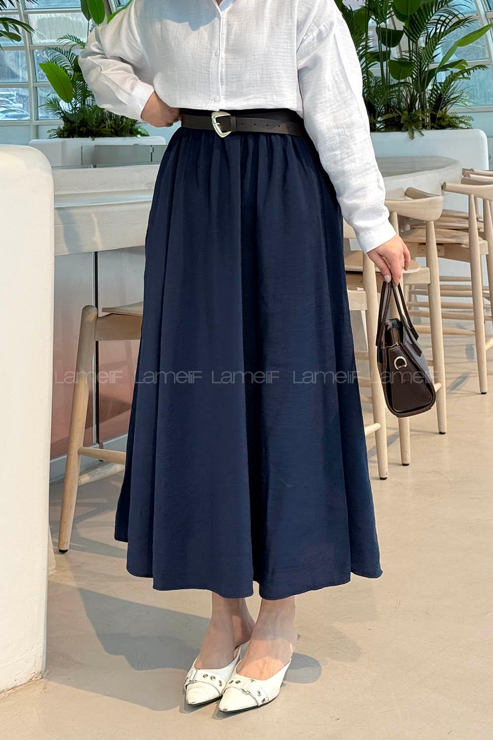 Navy Blue Tensel Unprinted Skirt Skirt