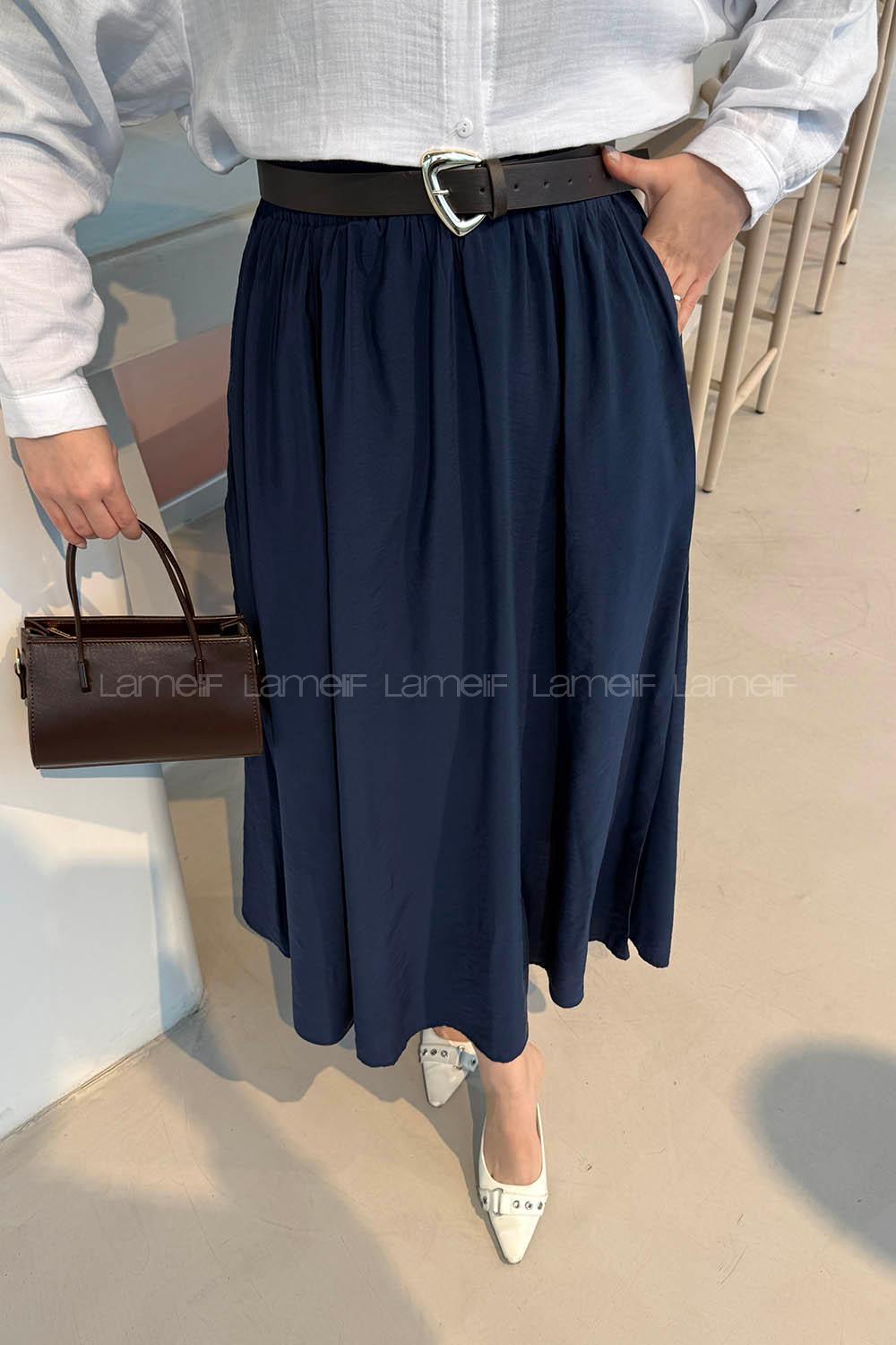 Navy Blue Tensel Unprinted Skirt Skirt